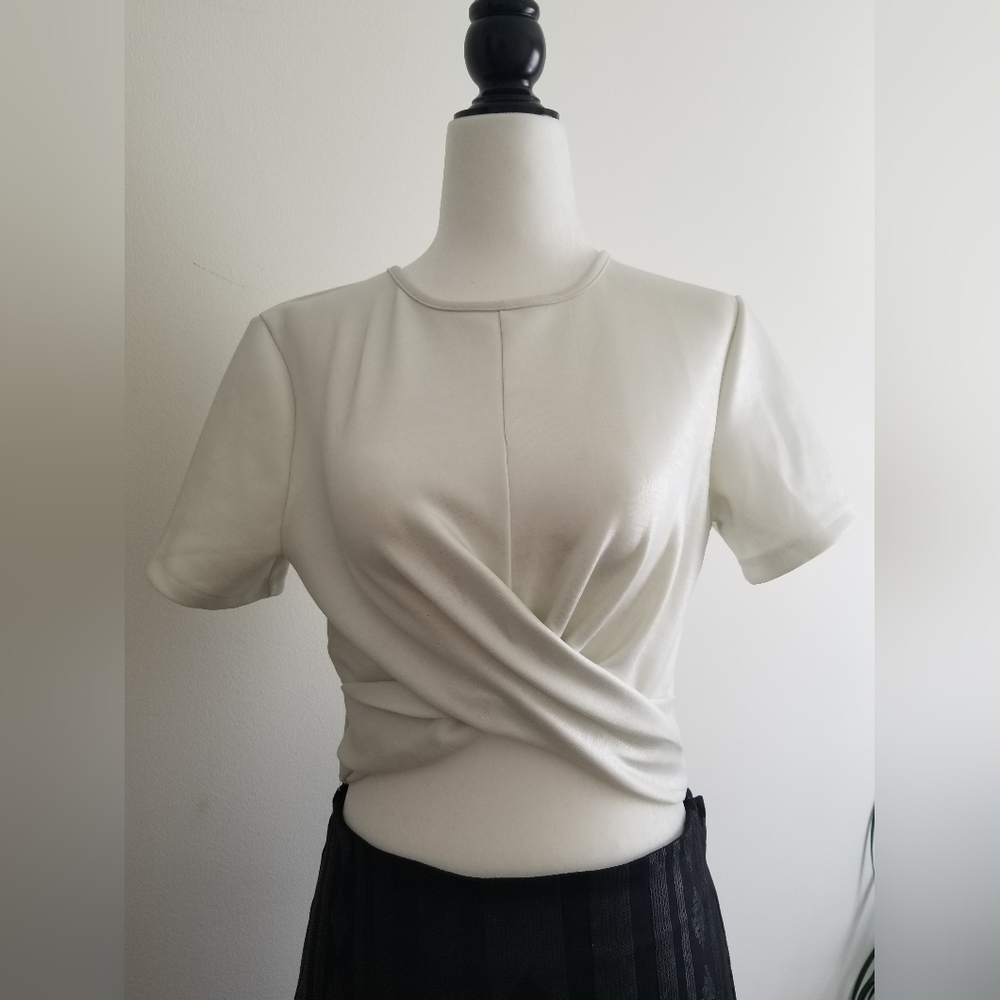 Glamorous White Shimmer Crop Top (S)